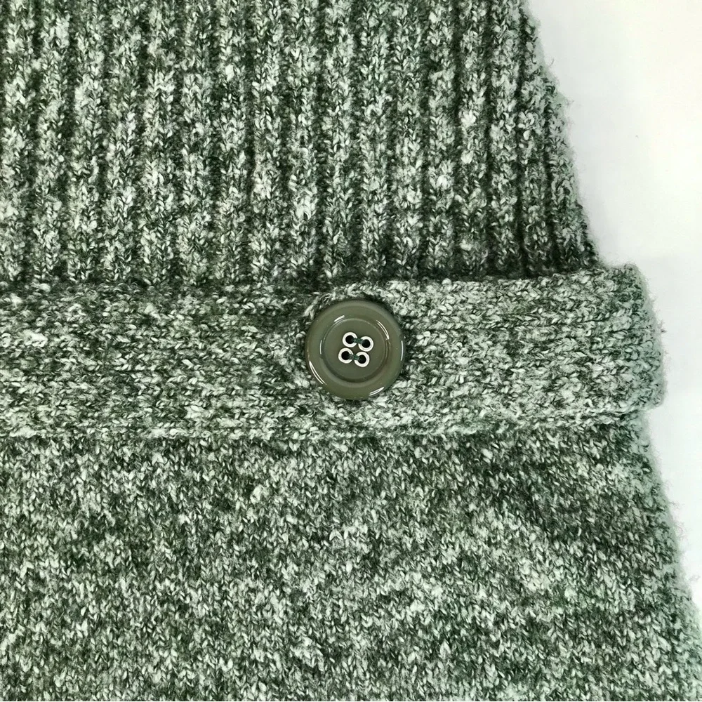 JJ BASICS M Knit Sweater Mini Dress Olive Green Marled Knit Short Sleeve Medium - Picture 9 of 15